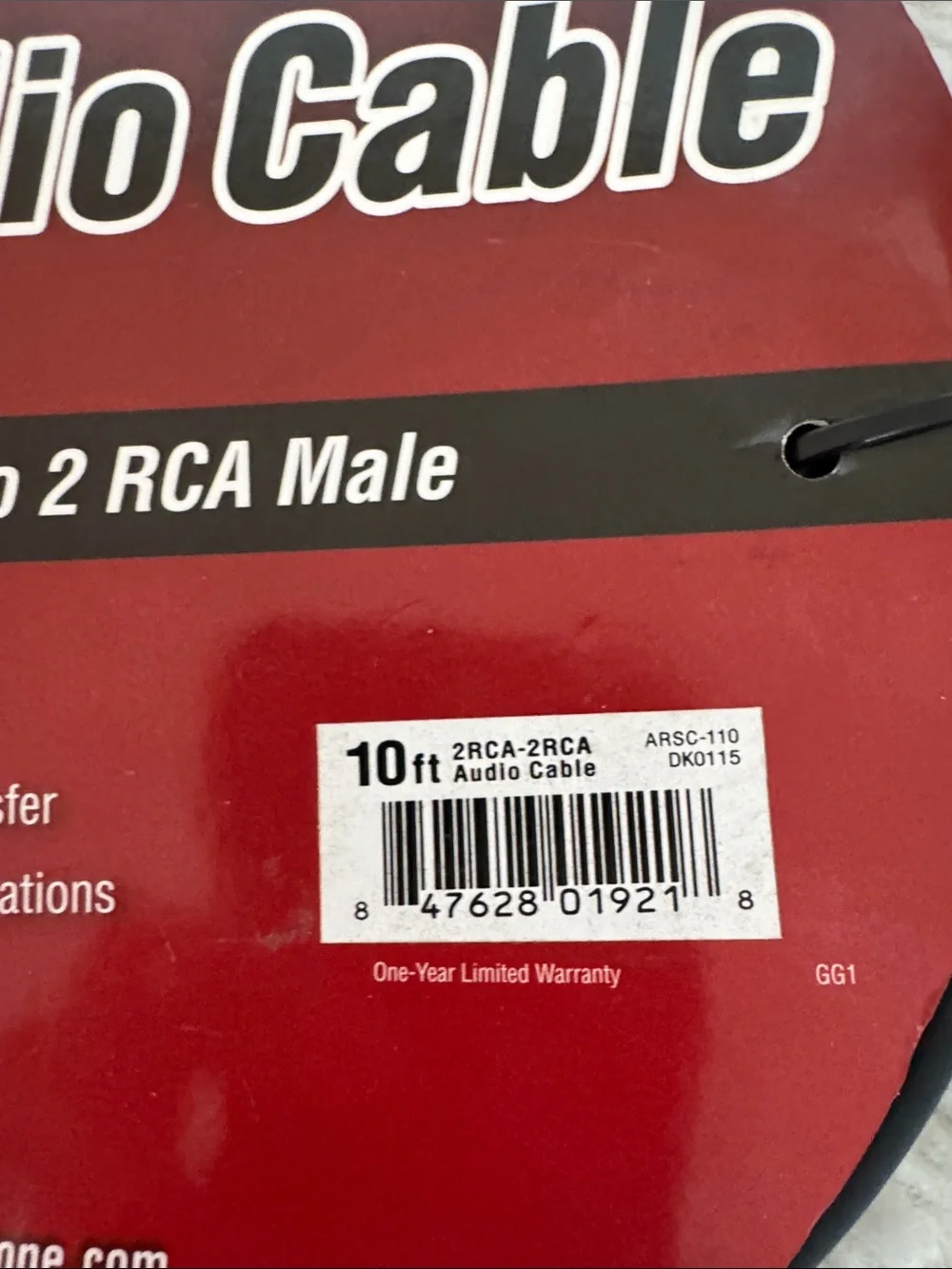 10 ft Pearstone RCA Audio Cable - Black with Red/White Accents